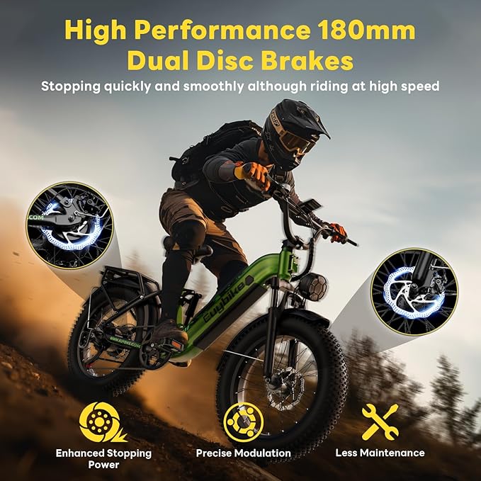 Electric Bike for Adults 1400W Peak, 48V 20AH(960WH) Removable Battery, 20"x4" Fat Tire Full Suspension 80 Miles Range Step-Thru 30+MPH Hunting Ebike, 7-Speed Dual Brakes Electric Bicycle