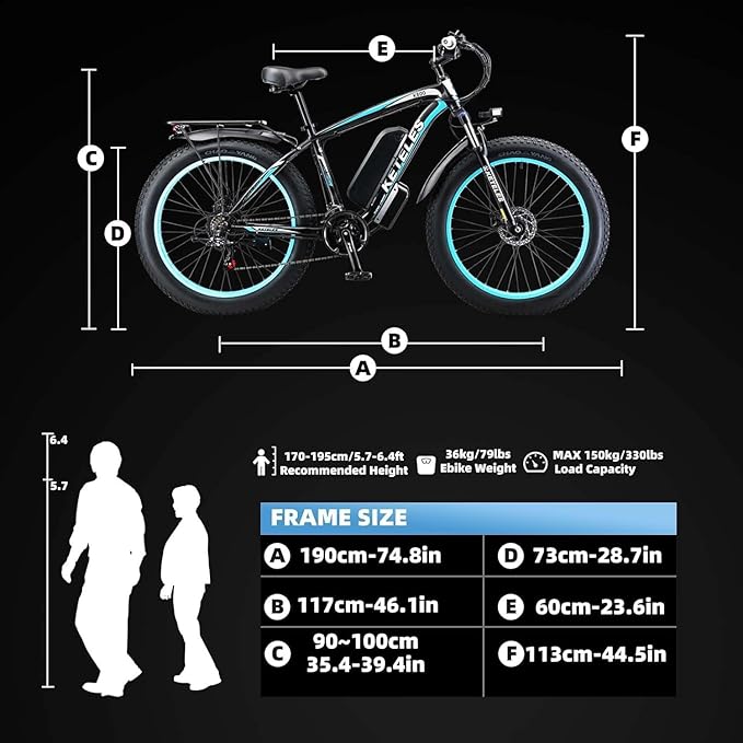 Electric Bike for Adults，26" x 4" Fat Tire Ebike，28MPH 1000W Motor Peak Power 2000W Electric Bicycles，48V 15AH Removable Battery，21 Speed Mountain Snow Beach E Bike