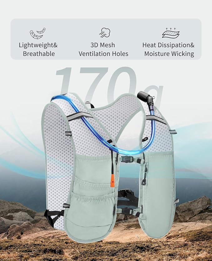 ECOHUB Running Hydration Vest Backpack,Lightweight Breathable Pack with 2L Water Bladder Bag Daypack for Hiking Trail Running Cycling Race Marathon for Women Men