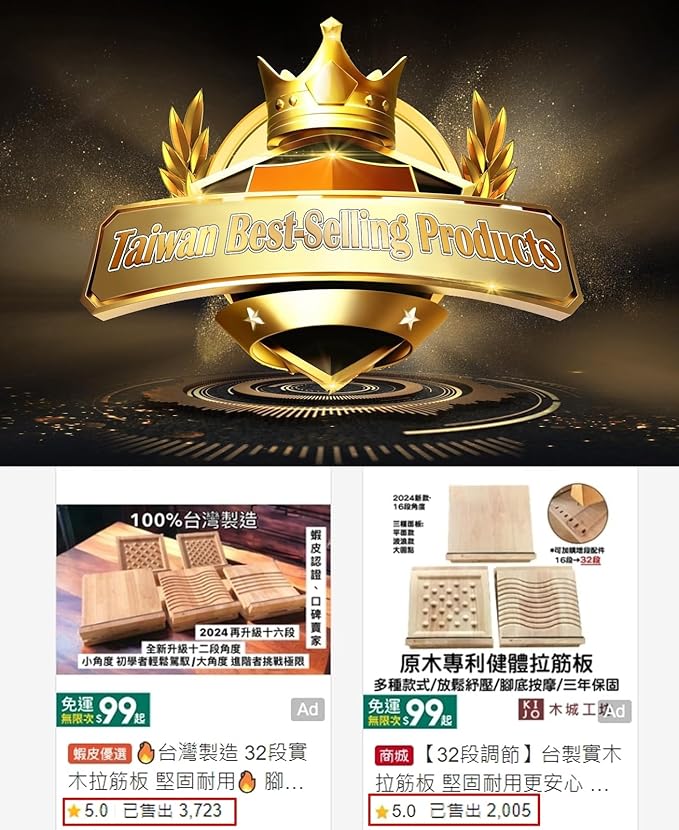 KIJO Studio Professional Wooden Calf Stretcher Slant Board 500 lbs Weight Capacity 16-Angle Adjustable Incline Calf Stretch Slant Board for Calf Stretching Exercise Squat & Physical Therapy Non-Slip