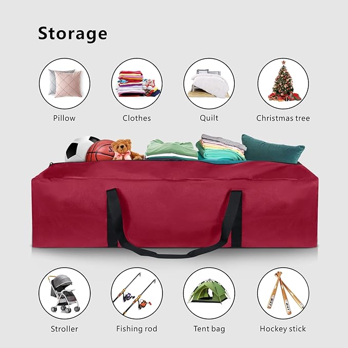 TOPDesign 46 Inch Extra Large Zippered Duffel Bag for Travel Camping Sports Equipment Storage, Waterproof Foldable Luggage Bag with Padded Handles