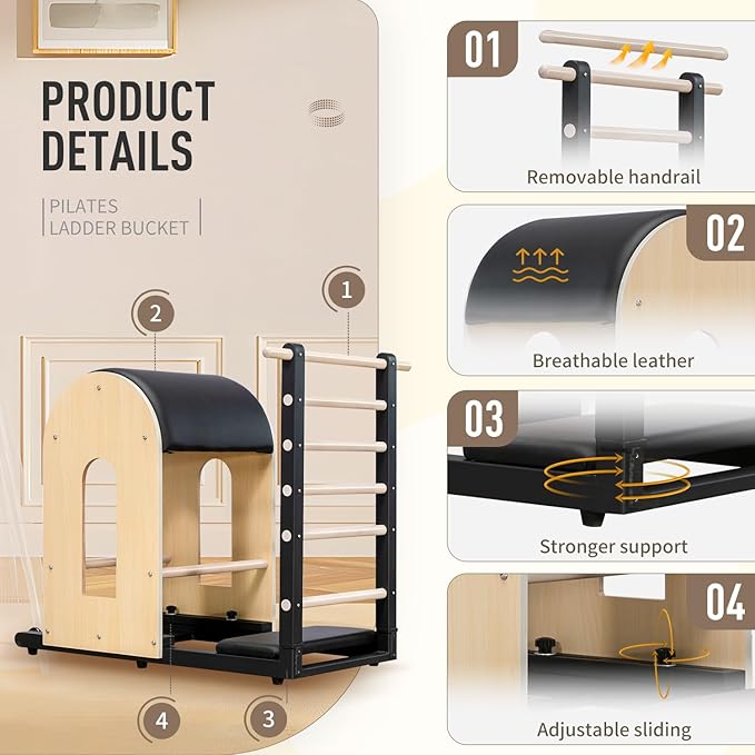 Ladder Barrel Pilates Equipment, Pilates Exercise Equipment for Building Strength and Flexibility, Strength-Training Tool, Workout Equipment for Home Pilates Gym or Studio Use