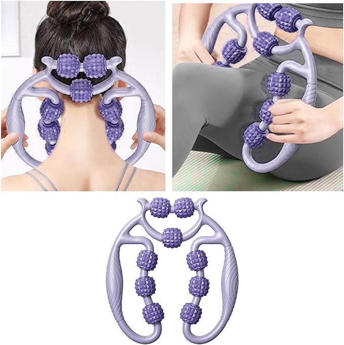 HEEPDD 9 Wheels Muscle Roller, Leg Massager Muscle Relaxation Stretching Roller Foam Roller Deep Tissue Massager for Thigh Arms Leg Waist (Purple)