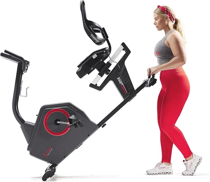 Sunny Health & Fitness Programmable 16 Levels Electro-Magnetic Resistance Recumbent Exercise Bike with 24 Pre-Build Workouts and 300 lbs Weight, Free SunnyFit App Connection for Guided Home Training
