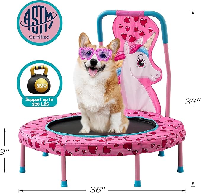 SSLine No-Gap 36'' Trampoline for Kids Toddler with Safety Pad, 36 inch Mini Trampoline with Heavy Duty Frame Indoor, Small Trampolines Max Load 220lbs, Gifts for Boys and Girls