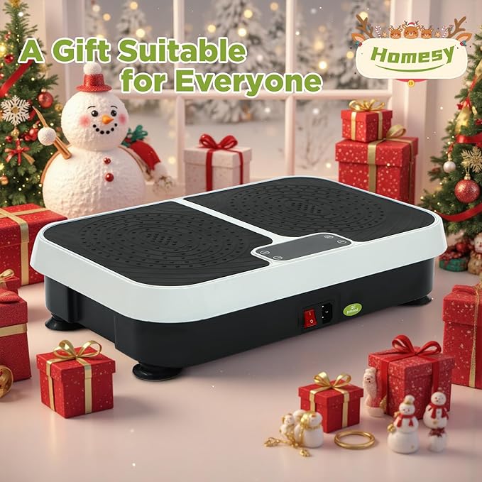 Homesy Vibration Plate Exercise Machine, Vibrating Plate for Lymphatic Drainage, Full Body Shaking Workout Fitness Platform Board, Sport Gym Equipment for Weight Loss Fat Burner for Women Men