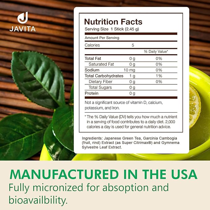 Lean + Green, Premium, 100% Japanese Green Tea, Garcinia Cambogia (as Super Citrimax) & Gymnema Sylvestre, for Weight Management, Appetite Control 24 ct - 2 Boxes, Javita