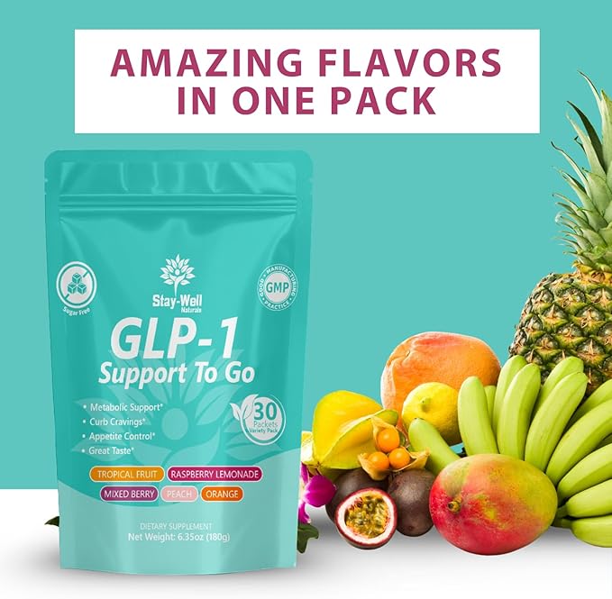 GLP-1 Supplement | Natural GLP-1 Production | GLP 1 Booster Drink Mix to Control Appetite and Cravings | Great Tasting Metabolic Support - Yerba Mate, Garcinia Cambogia, Berberine [Variety, 30ct]
