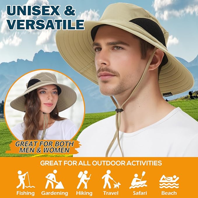 EINSKEY Wide Brim Sun Hat, UPF 50+ UV Protection Waterproof Packable Bucket Hat for Men & Women, Fishing Hiking Beach Garden