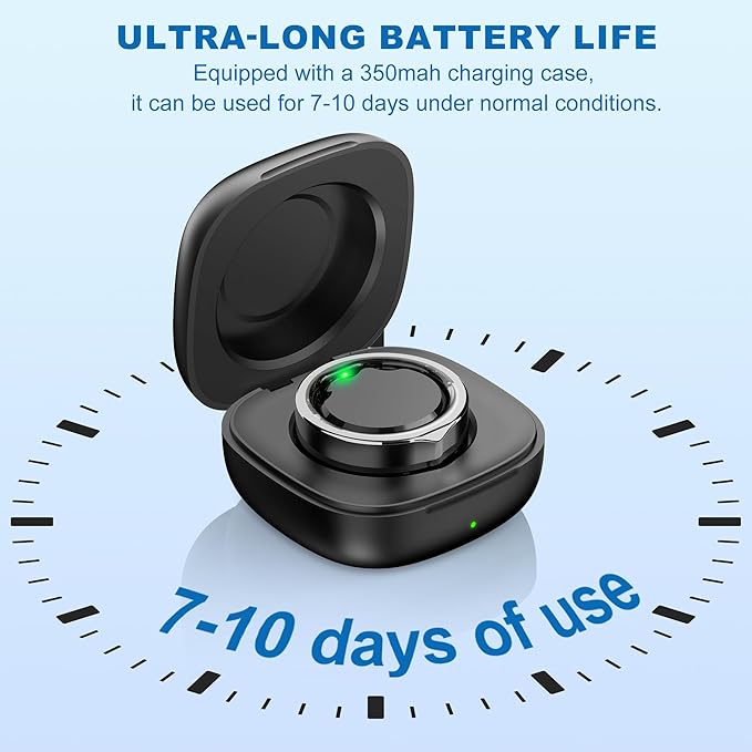 Smart Ring for Women Men - Titanium Health Fitness Tracker Ring with Heart Rate, Step Counting, Calories, Sleep & Stress Monitor for iPhone and Android, No Subscription Fee (Black, 7)