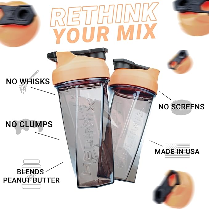 HELIMIX 2.0 Vortex Blender Shaker Bottle Holds upto 28oz | No Blending Ball or Whisk | USA Made | Portable Pre Workout Whey Protein Drink Shaker Cup | Mixes Cocktails Smoothies Shakes | Top Rack Safe