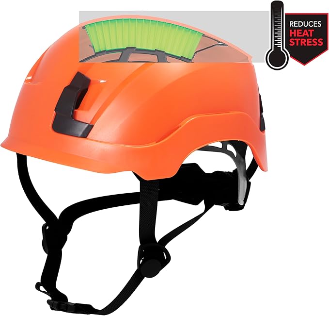 GE Safety Helmet, Impact Absorbing Tech, Adjustable Ratchet, ANSI Type 1, Memory Foam Padding, Hard Hats Protection, Lightweight, Durable, Chin Strap, Comfortable Fit OSHA Approved