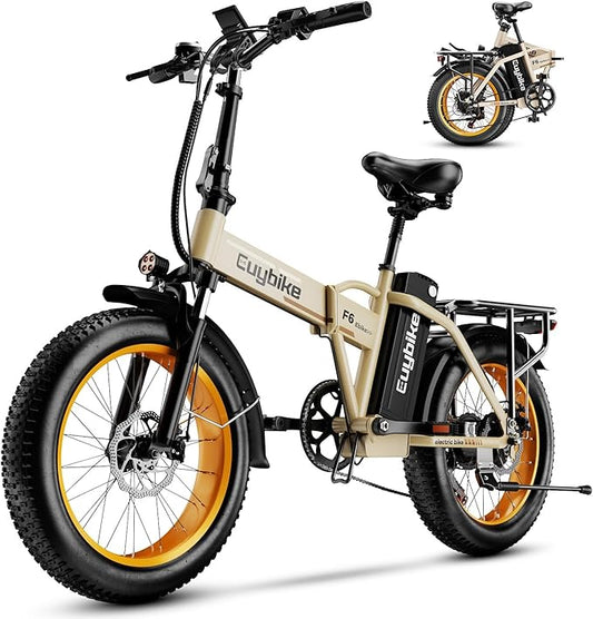 1000W Folding Electric Bike, 48V 20AH Large Removable Battery E Bike, 30+MPH, 80 Miles Max Range, 20" Fat Tire Electric Bike for Adults, Adult Electric Bicycles for Commute Beach Snow