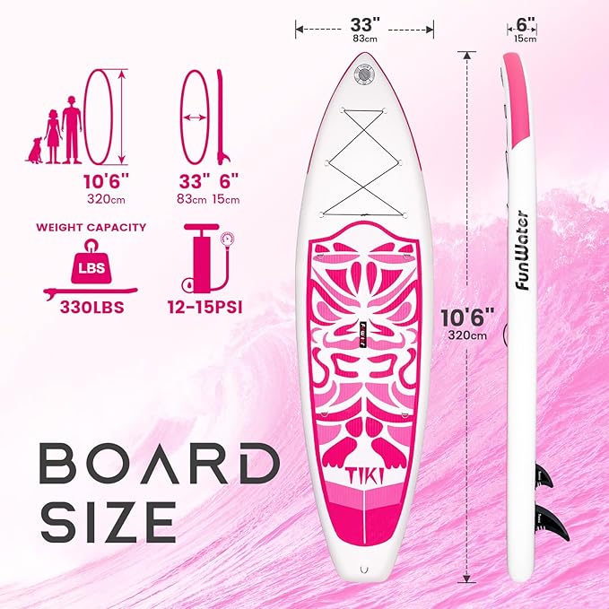 FunWater Inflatable Ultra-Light Stand Up Paddle Board for All Skill Levels with Premium SUP Paddleboard Accessories,Non-Slip Comfort Deck for Youth & Adults