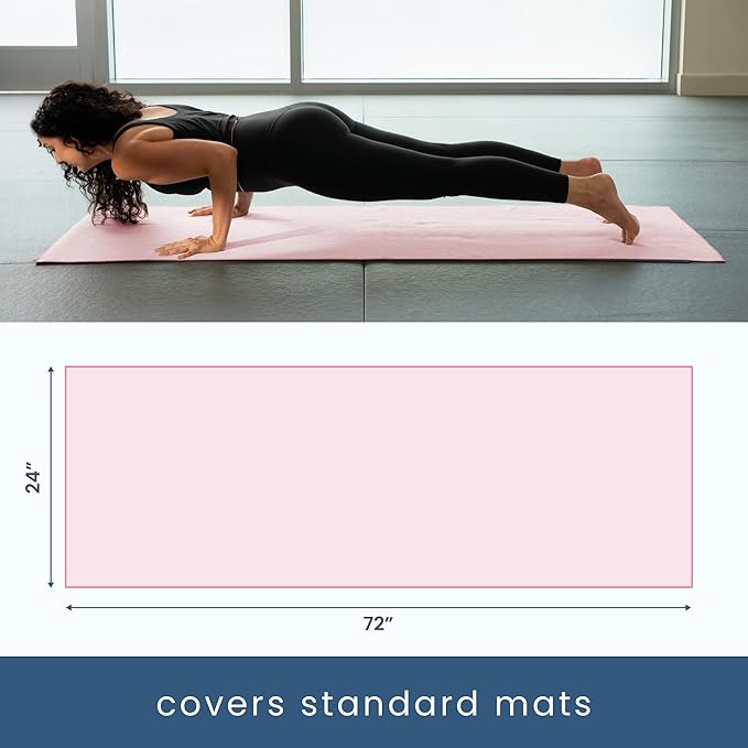 S&T INC. Yoga Mat Towel with Non-Slip Grip, Enhanced Silicone Grip, Soft and Absorbent for Gym, Pilates, and Hot Yoga Mat, 1 Pack, 24 inches x 72 inches, 340GSM, Pink