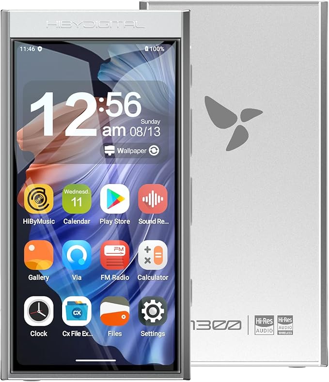 HiBy Digital M300 Music Player with Speaker Android 13 OS SD665 Soc Bluetooth WiFi and FM 1280x640 Resolution IPS Display Supports PCM768k DSD256 32G+2TB Expandable Memory Silver