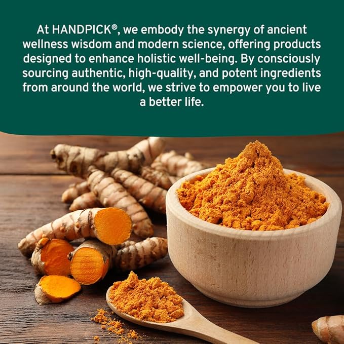 HANDPICK, Organic Turmeric Powder with Curcumin (397g/14oz) Gluten Free | Made from Turmeric Root | Raw Turmeric Powdered from India