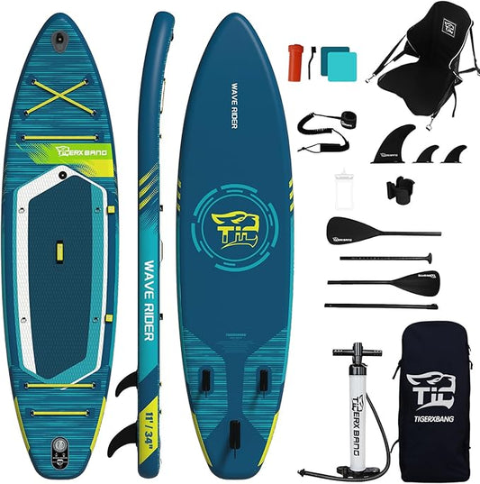 11'6"/11'/10' Inflatable Paddle Board with Complete Accessories, Versatile Premium Paddle Boards for Adults/Youth, Stand Up Paddle Board Polar/Wave/Sunny Wave Collection