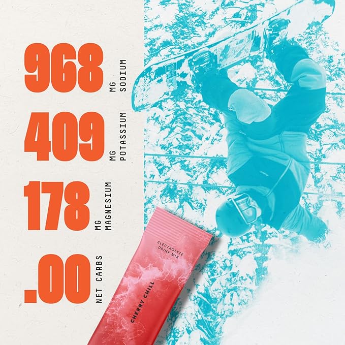 Keto Chow SALTT Electrolytes Powder Packets, Cherry Chill (30 Hydration Packets) - Magnesium, Potassium, Sodium, Trace Minerals - Vegan, Gluten Free, Sugar Free - Travel Essentials - Made in USA