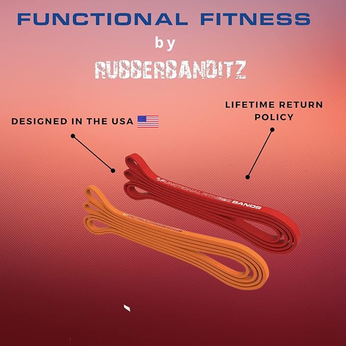 Pull Up Assist Bands Set by Functional Fitness. Heavy Duty Resistance and Assistance Training Band