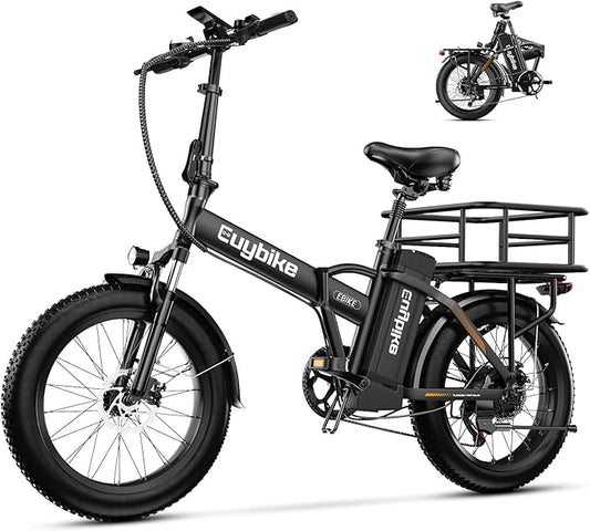 Foldable Electric Bike for Adults, 30+MPH, 48V 20Ah Removable Lithium Battery up to 80Miles, 20" Fat Tire 1000W Peak Motor Dirt Ebike Adult Electric Bicycle for Commute Beach Mountain E Bike