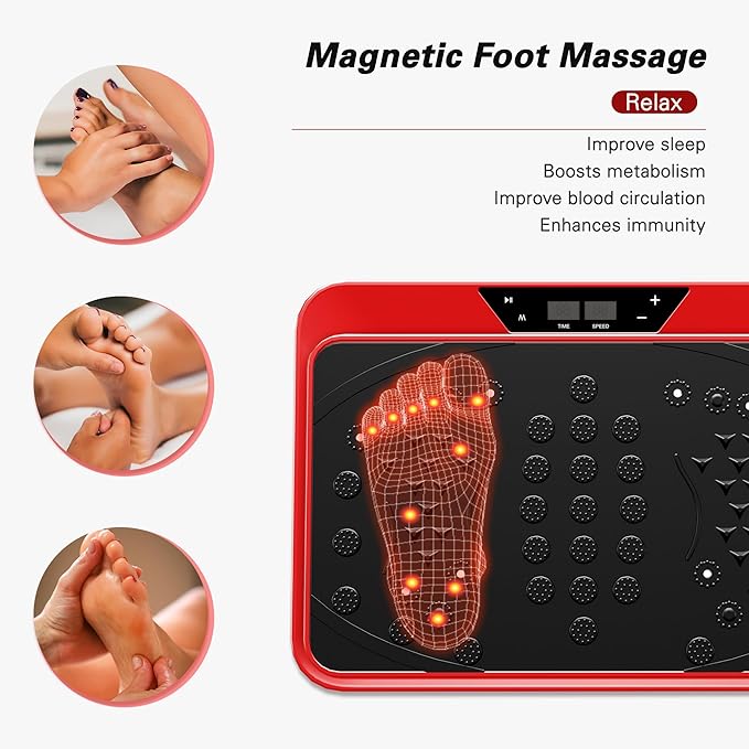 soges Vibration Plate Exercise Machine with Resistance Bands, Vibrating Plate for Lymphatic Drainage, Whole Body Vibrate Equipment, Home Fitness Workout Weight Loss Sports