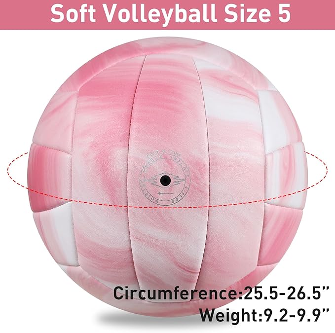 EVZOM Super Soft Volleyball Beach Volleyball Official Size 5 for Outdoor/Indoor/Pool/Gym/Training Premium Volleyballs Equipment Durability Stability Sports Ball