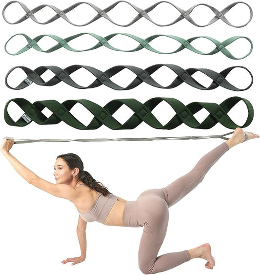VRTX Stretch Straps for Exercise | Yoga & Pilates Stretching Bands w/ 7 Loops | Resistance Bands for Fitness Workout, Home Gym, Physical Therapy | Soft Cloth, Durable