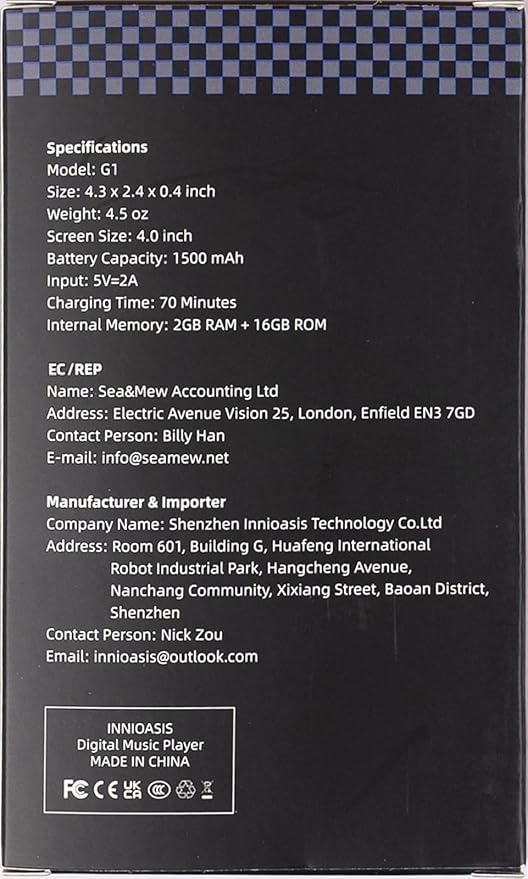 innioasis 80GB MP3 Player with Bluetooth and WiFi, MP3 Player for Kids with Spotify, Spotify Kids, Pandora, Audible, 4.0" Touch Screen Music Player with Parental Controls, Up to 1TB (White+ Green)