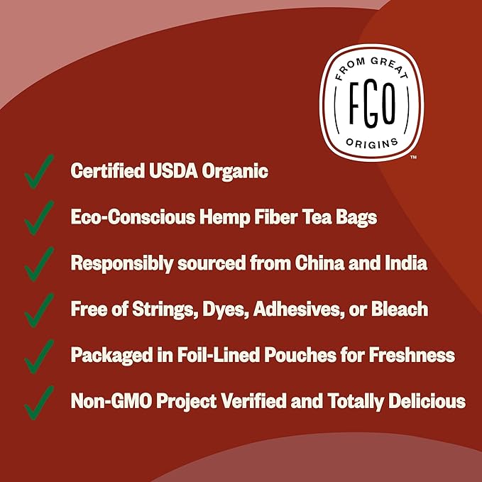 FGO Organic English Breakfast Black Tea, 100 Count, Eco-Conscious Tea Bags, Resealable Bag, Packaging May Vary (Pack of 1)