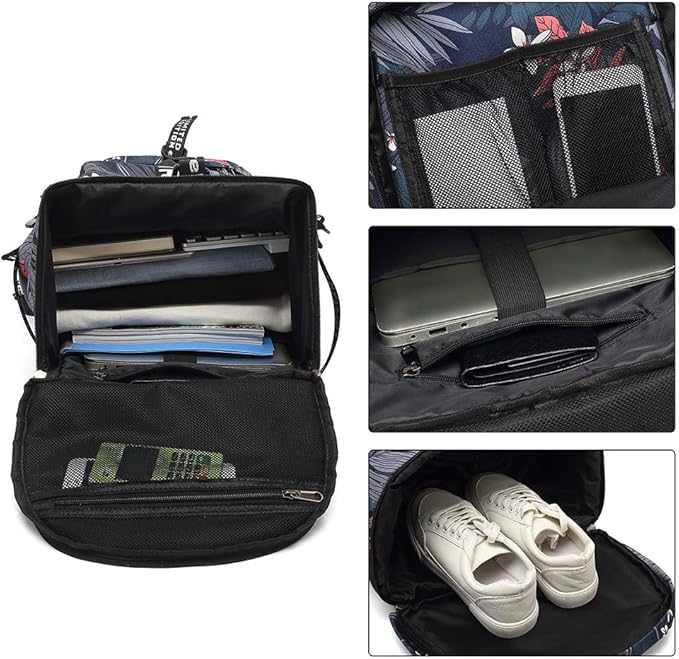 Kalesi Floral Gym Duffle Bag Backpack 4 ways for Women Waterproof with Shoes Compartment for travel Sport Hiking laptop Lightweight