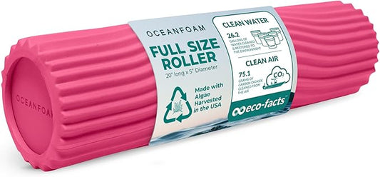 Oceanfoam Tidal Roller - Hot Pink - Muscle Massage Foam Roller for Back Pain & Stretching - Firm and Ergonomic Wide Wave Textured - Yoga, Athletics, & Wellness - Full Size, 20" x 5"