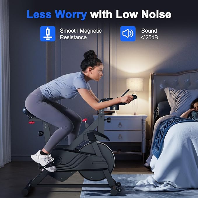 Superun Exercise Bike, Stationary Bikes for Home Gym with 32-Level Magnetic Resistance, 300LBS Capacity Indoor Cycling Bike with Comfortable Seat, LED Display