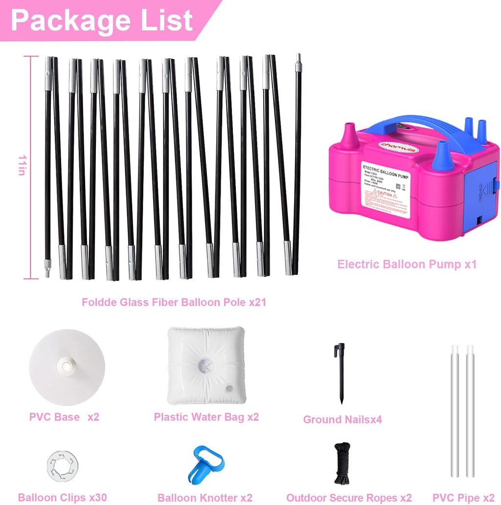 Chamvis Balloon Arch Kit and Electric Balloon Pump, 7.4ft Balloon Arch Stand with Base - for Wedding Baby Shower Birthday Party Decorations