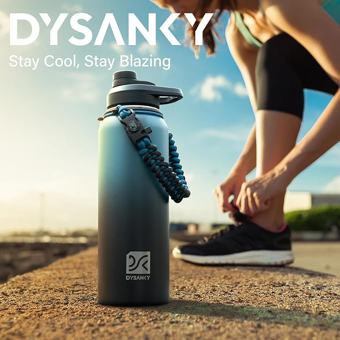 Insulated Water Bottle | Thickened Stainless Steel Vacuum Metal | Portable Sports Water Jug for Gym and Hiking with Straw, Carrier Bag, Handle Strap | BPA-Free 40 oz