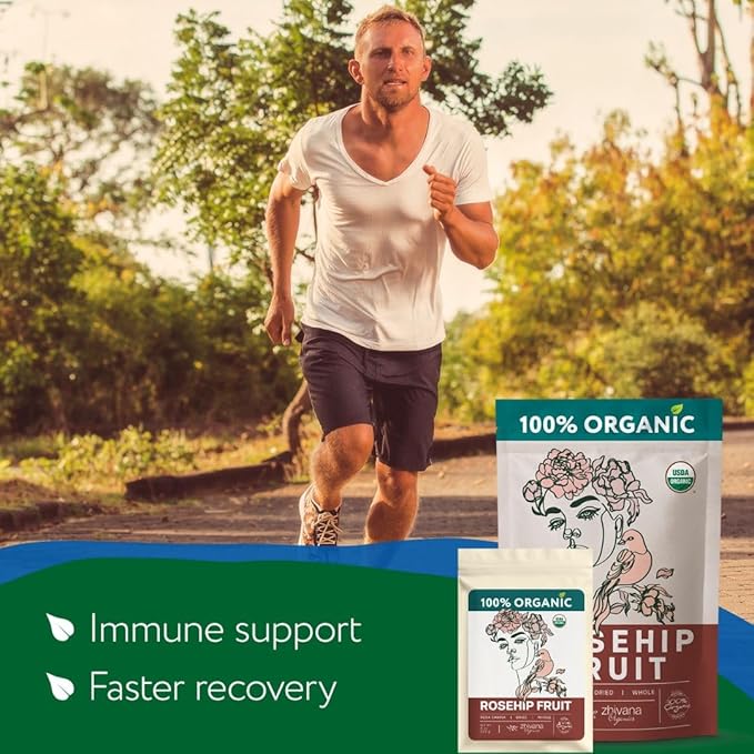 Rosehip Tea Organic (8oz.) – Dried Rose Hip Fruit Whole – Source of Vitamin C from Food