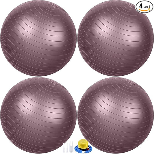 Leyndo 4 Pcs 26 Inch Yoga Exercise Ball Pilates Pregnancy Birthing Fitness Ball with Quick Pump Anti Burst for Improved Posture, Balance, Yoga, Pilates, Training