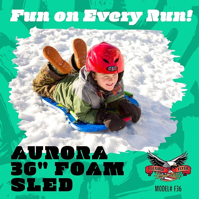 Flexible Flyer Lightweight Foam Slider, Adult and Kids Snow Play Sled with Handles, Winter Toboggan Sled for Ages 5 and Up
