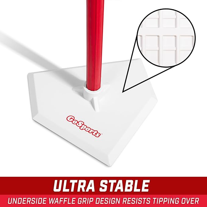 GoSports Baseball & Softball Batting Tees - Choose Jr. or Standard - Adjustable Rubber Hitting Tee