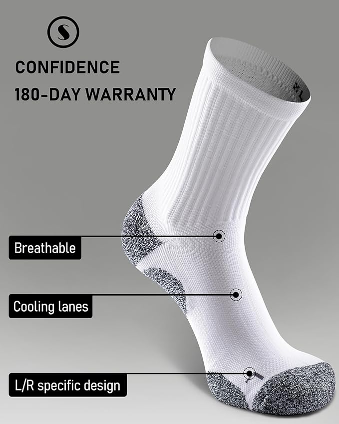Elite Cushioned Compression Mid-crew Socks 4-Pack for Youth Women Men