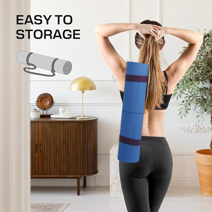 Yoga Mat Non Slip, Anti-Tear 3/16 Thick TPE Yoga Mats for Women and Men, 72"x24" Exercise & Fitness Mat with Carrying Strap, Workout Mats for Yoga, Pilates and Floor Exercise