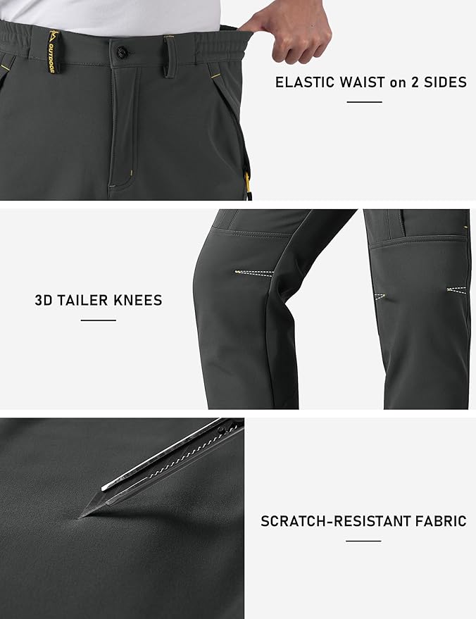 TACVASEN Winter Pants for Men Fleece Lined Waterproof Pants Insulated Hiking Pant for Ski Snowboard Outdoor Work Hunting