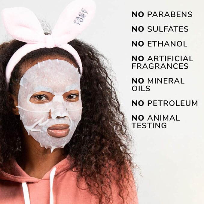 FACETORY K Beauty Face Mask Skin Care - Everyday LEMON Brightening Sheet Mask | Plant-Based with Lemon Extract (10 Pack)