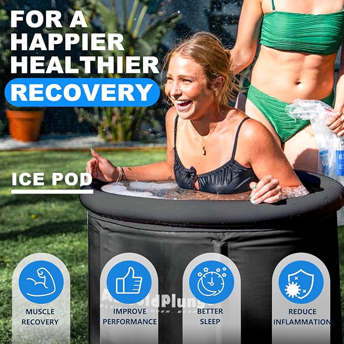 1/3HP Ice Bath Chiller & Cold Plunge Tub Kit – XL 100 Gal Insulated Ice Pod, External Pump & Filter, Cold Plunge Tub with Water Chille for Athletes, Recovery & Home Wellness