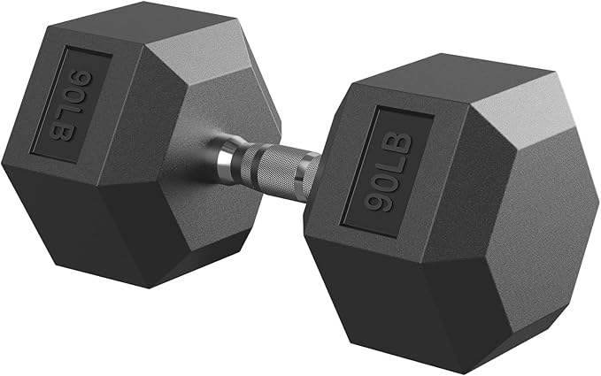Hex Dumbbell 40-125 lb, Rubber Encased Exercise & Fitness Dumbbells, Hand Weight for Strength Training