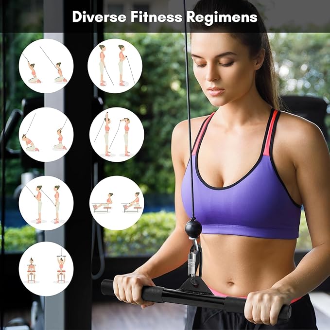 EVMT 15-Inch LAT Pulldown Attachments for Home Gym – LAT Pull Down Bar, Cable Machine Accessories for Tricep Bar, Bicep, Back Training, Full Rotation, Heavy-Duty Strength Workout Equipment