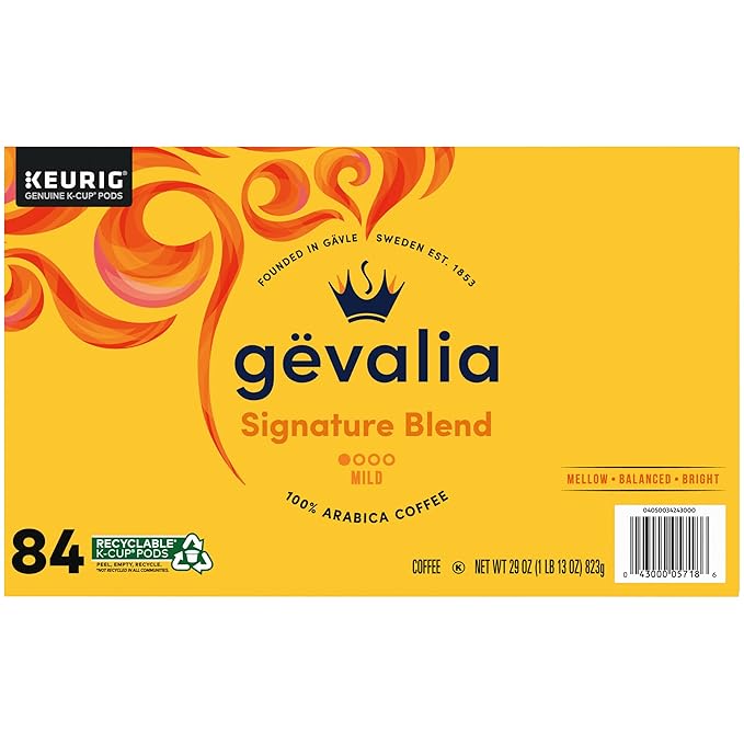 Gevalia Signature Blend Mild Light Roast K-Cup Coffee Pods (84 ct Box) (Pack of 2)