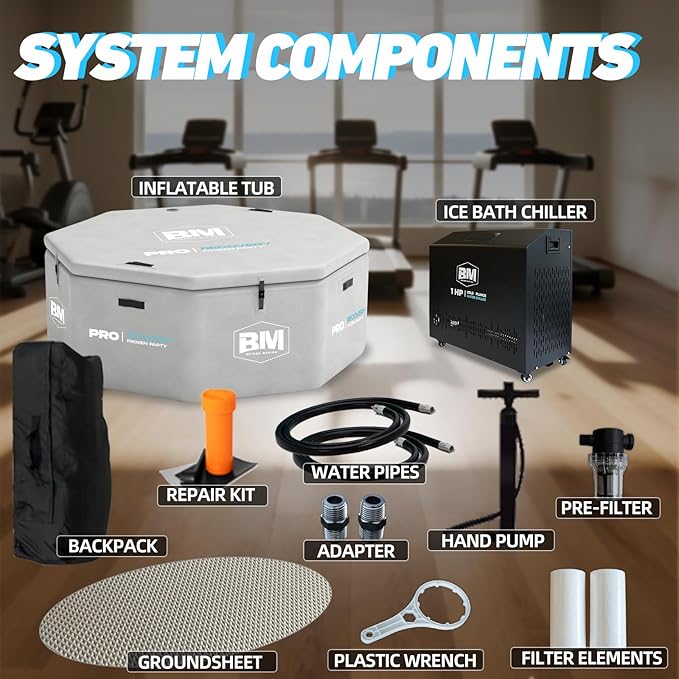 Inflatable Octagonal Ice Bath Tub with1 HP Chiller, Hot & Cold, Ozone, WiFi, Dual Filters, Fast Cooling, 660 Gallon, 78.74" x 78.74" x 27.56", Cold Plunge Tub for Recovery, Fits 8-10 People