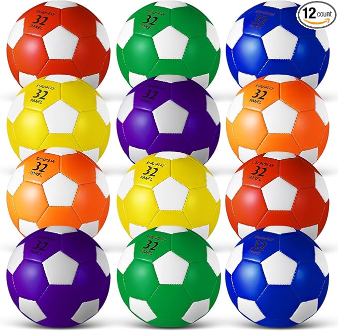 Libima 12 Pcs Soccer Balls with Pump Official Size 3/4/5 Soccer Ball Bulk for Child Adult School Sport Training Practice Christmas Operation