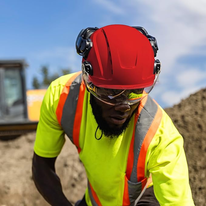 GE Safety Helmet: ANSI Type 2 Class G & E, Advanced Impact Technology, Ultra Comfortable Memory Foam, Heat Stress Reduction, Compatible with Accessories, Adjustable Size OSHA Approved